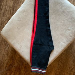 Red and black leggings. Thick material.